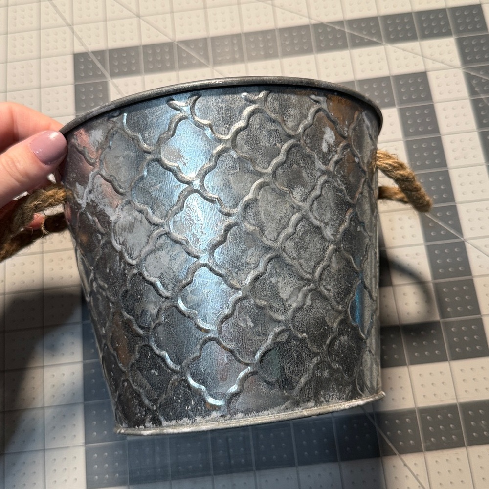 Silver Metal Bucket with Rope Handles set of 10 for wedding